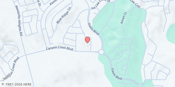 Map showing La Virgen de Guadalupe Catholic Church at 401 Canyon Crest Blvd, Mesquite, NV