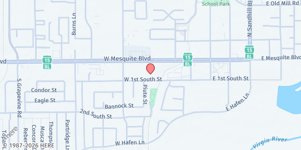 Map showing Virgin Valley Family Services at 312 W. Mesquite Blvd., Mesquite, NV