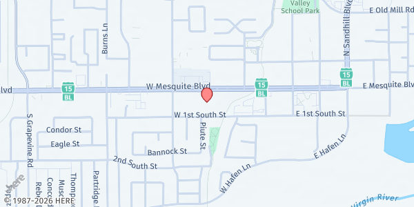 Map showing Virgin Valley Family Services - Food Distribution Center at 312 W Mesquite Blvd, Mesquite, NV