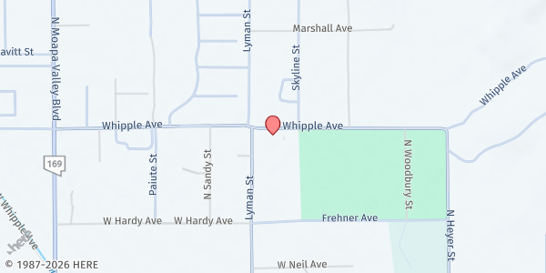Map showing Moapa Valley Revitalization Project Food Bank at 1425 Whipple Ave., Moapa Valley, NV