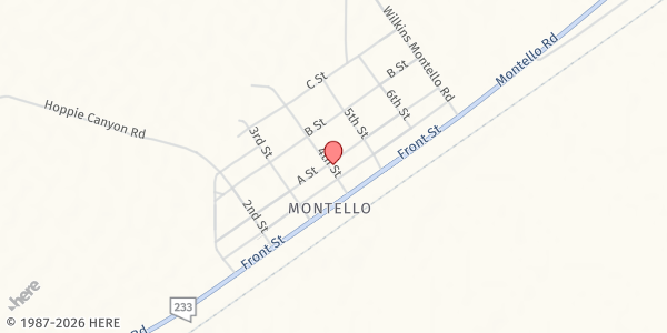 Map showing Montello Food Pantry at 426 A St., Montello, NV