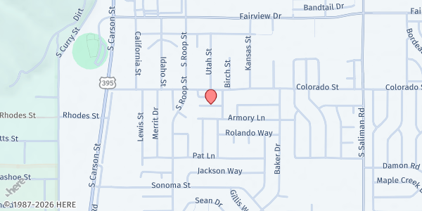 Map showing New Washoe City Park at 2400 Lakeshore Dr, New Washoe City, NV
