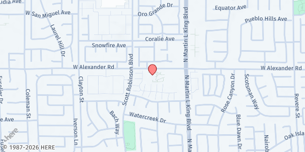 Map showing Alexander Library at 1755 W. Alexander Rd., North Las Vegas, NV