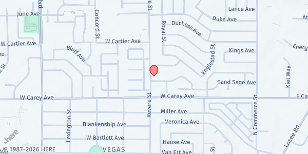 Map showing First African Methodist Episcopal Church at 2446 Revere St, North Las Vegas, NV