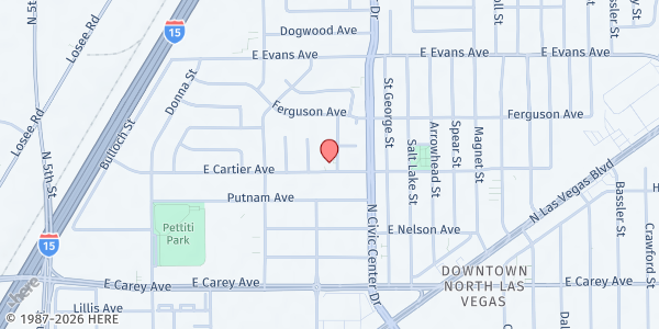 Map showing Fish Food Pantry at 1600 E Cartier Ave., North Las Vegas, NV
