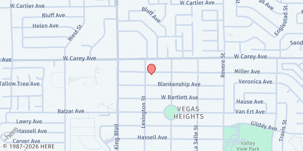 Map showing Israelite Church of God In Christ at 1249 Miller Ave., North Las Vegas, NV