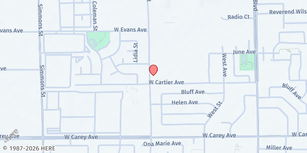 Map showing Macedonia Outreach at 2600 Clayton St., North Las Vegas, NV