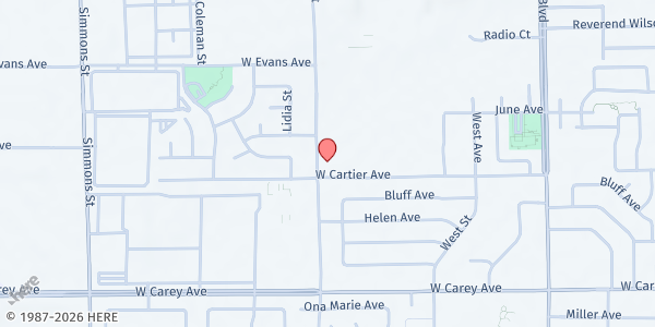 Map showing Macedonia Outreach Social Enrichment Services (MOSES) at 2600 Clayton St., North Las Vegas, NV
