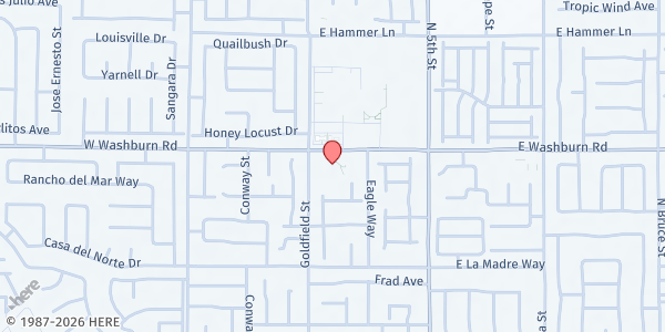 Map showing Maranatha Seventh Day Adventist Church at 101 E. Washburn Rd., North Las Vegas, NV