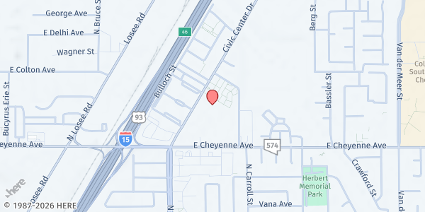 Map showing New Beginnings Ministries at 2200 E. Cheyenne Ave., North Las Vegas, NV