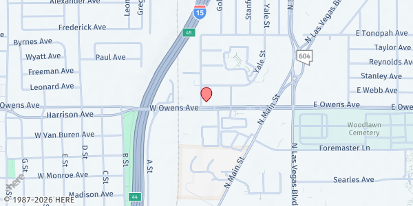 Map showing Restoration and Recovery Foundation at 28 W. Owens Ave., North Las Vegas, NV