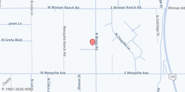 Map showing Faith Fellowship Foursquare at 2190 N. Blagg Rd., Pahrump, NV