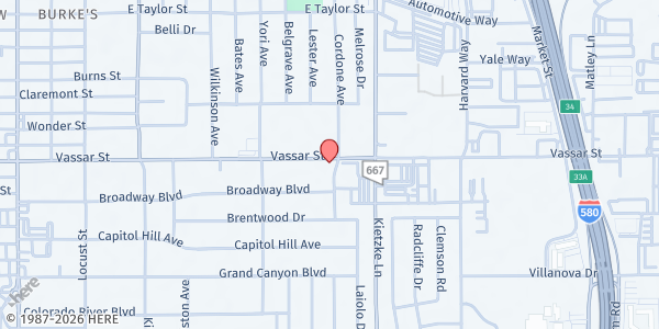 Map showing Black Wall Street at 1301 Cordone Ave Suite LL40, Reno, NV