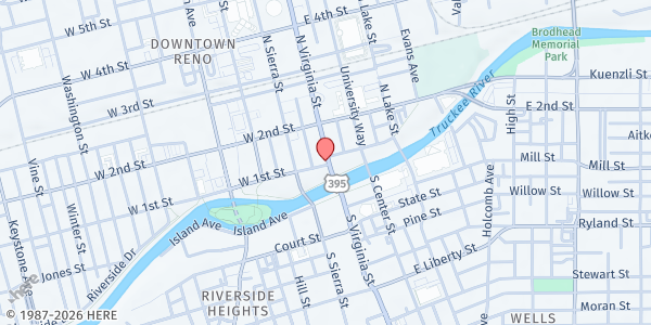 Map showing CARES Campus at 1800 Threlkel St, Reno, NV