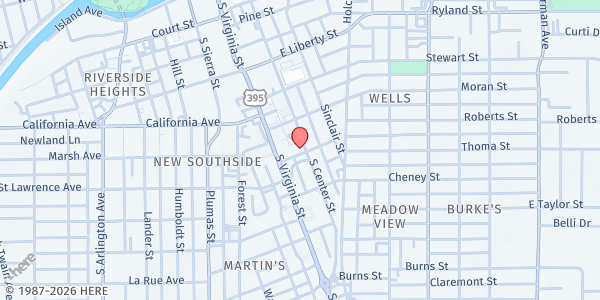 Map showing Carriage Stone Senior Apartments at 695 S. Center St., Reno, NV