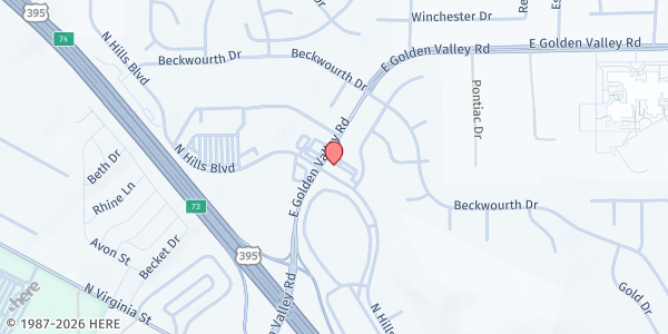 Map showing Catholic Charities - North Valleys Food Pantry at 440 E. Golden Valley Rd, Reno, NV