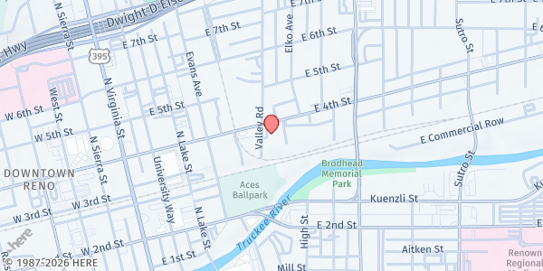 Map showing Catholic Charities of Northern Nevada - Reno at 500 E. 4th St, Reno, NV