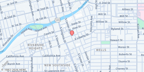 Map showing Downtown Reno Library at 301 S Center Street, Reno, NV