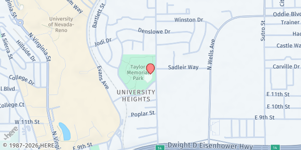 Map showing Evelyn Mount Northeast Community Center at 1301 Valley Road, Reno, NV
