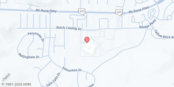 Map showing Galena High School at 3600 Butch Cassidy Way, Reno, NV