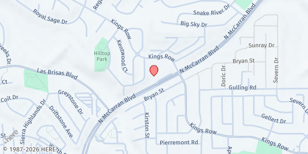 Map showing Kings Row Community Life Center at 3697 Kings Row Suite C, Reno, NV