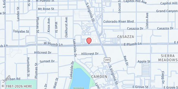 Map showing Nevada Microenterprise Initiative - Food Distribution Center at 113 W Plumb Ln, Reno, NV