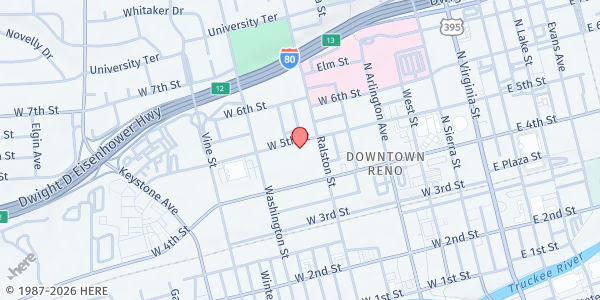 Map showing Northern Nevada HOPES at 580 W 5th St, Reno, NV
