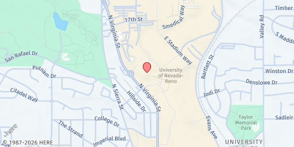 Map showing Pack Provision - University of Nevada, Reno at 1664 N Virginia St, Reno, NV