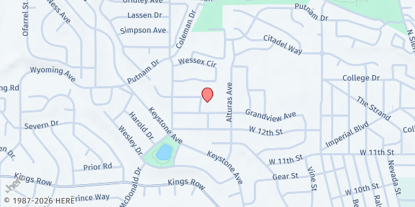Map showing Peavine Elementary at 1601 Grandview Ave, Reno, NV