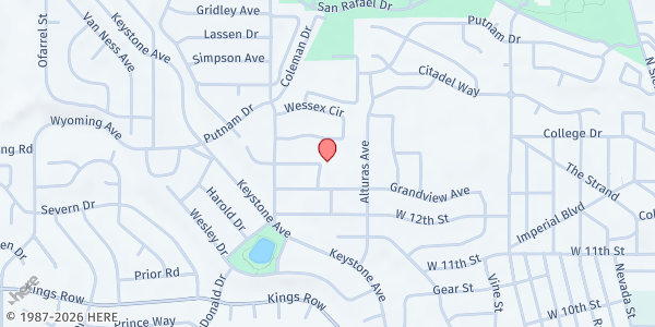 Map showing Peavine Elementary School at 1601 Grandview Ave., Reno, NV