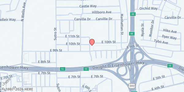 Map showing Reno Housing Authority at 1525 E 9th St., Reno, NV