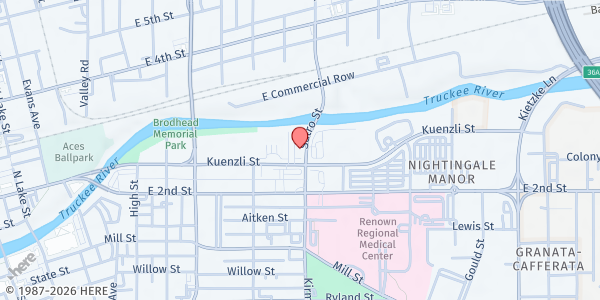 Map showing River Place Apts at 895 Kuenzli St, Reno, NV