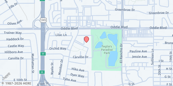 Map showing Sierra Manor Apartments at 2350 Paradise Dr., Reno, NV