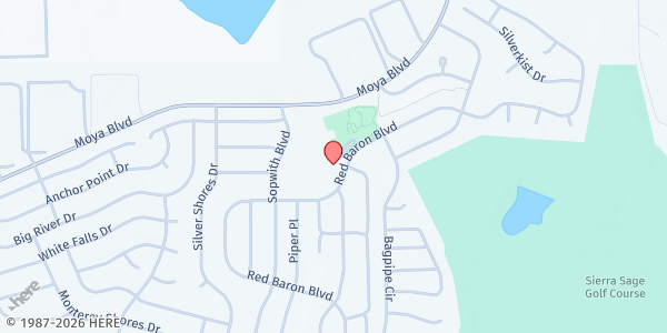 Map showing Silver Lake Elementary at 8719 Red Baron Blvd, Reno, NV