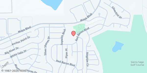 Map showing Silver Lake Elementary School at 8719 Red Baron Blvd, Reno, NV