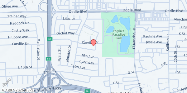 Map showing Silverada Housing at 2565 Tom Sawyer Dr., Reno, NV