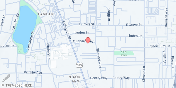 Map showing St. Francis of Assisi Food Pantry at 160 Hubbard Way Suite F, Reno, NV