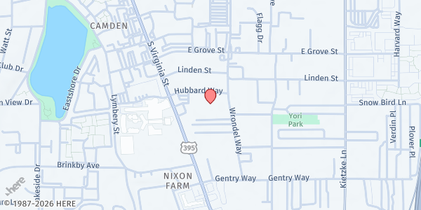 Map showing St. Francis of Assisi Food Pantry at 160 Hubbard Wy F, Reno, NV