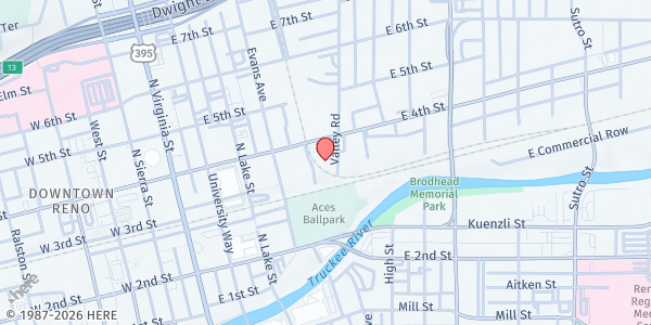 Map showing St. Vincent's Dining Room at 325 Valley Road, Reno, NV