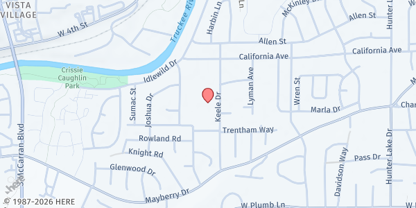 Map showing Swope Middle School at 901 Keele Dr., Reno, NV