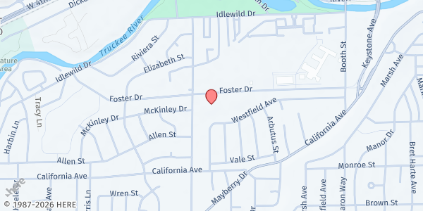 Map showing The Bridge Church at 1330 Foster Dr, Reno, NV