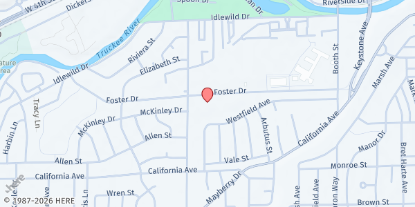 Map showing The Bridge Church at 1330 Foster Drive, Reno, NV