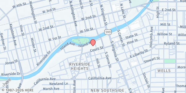 Map showing Trinity Episcopal Church at 200 Island Ave., Reno, NV