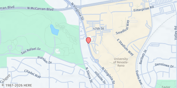 Map showing UNR Pack Provisions Pantry at 1664 N Virginia St, Reno, NV