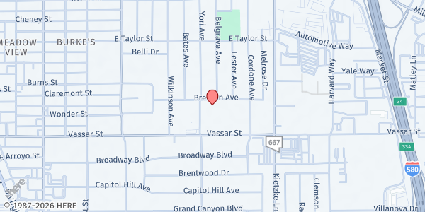 Map showing Vaughn Middle School - Mobile Harvest at 1200 Bresson Ave, Reno, NV