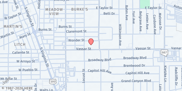 Map showing Veterans Elementary School at 1200 Locus St., Reno, NV