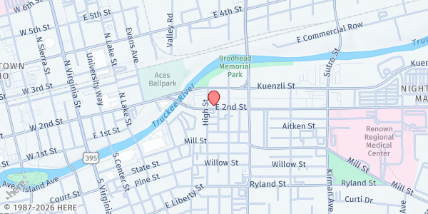 Map showing Voice in the Wilderness at 513 E 2nd St., Reno, NV