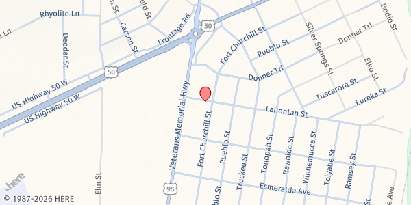 Map showing Silver Stage Food Pantry at 1290 Lahontan St., Silver Springs, NV