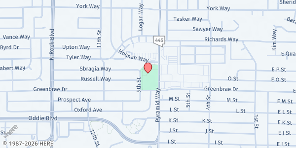 Map showing Burgess Park at 1605 Pyramid Way, Sparks, NV