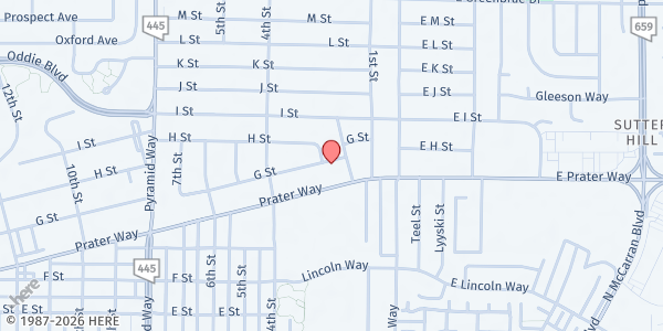 Map showing Juniper Elementary School at 225 Quees Way, Sparks, NV